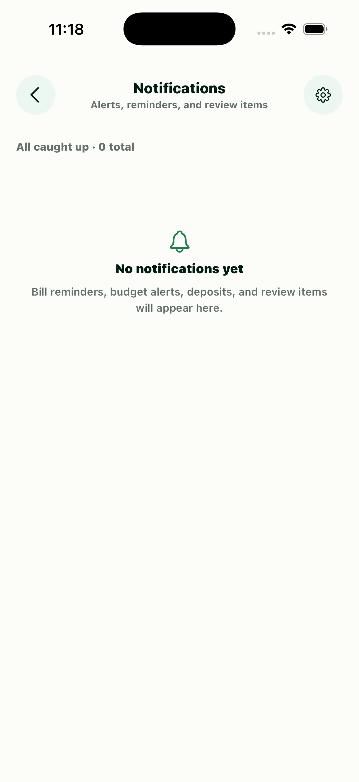 Luma Notifications screen