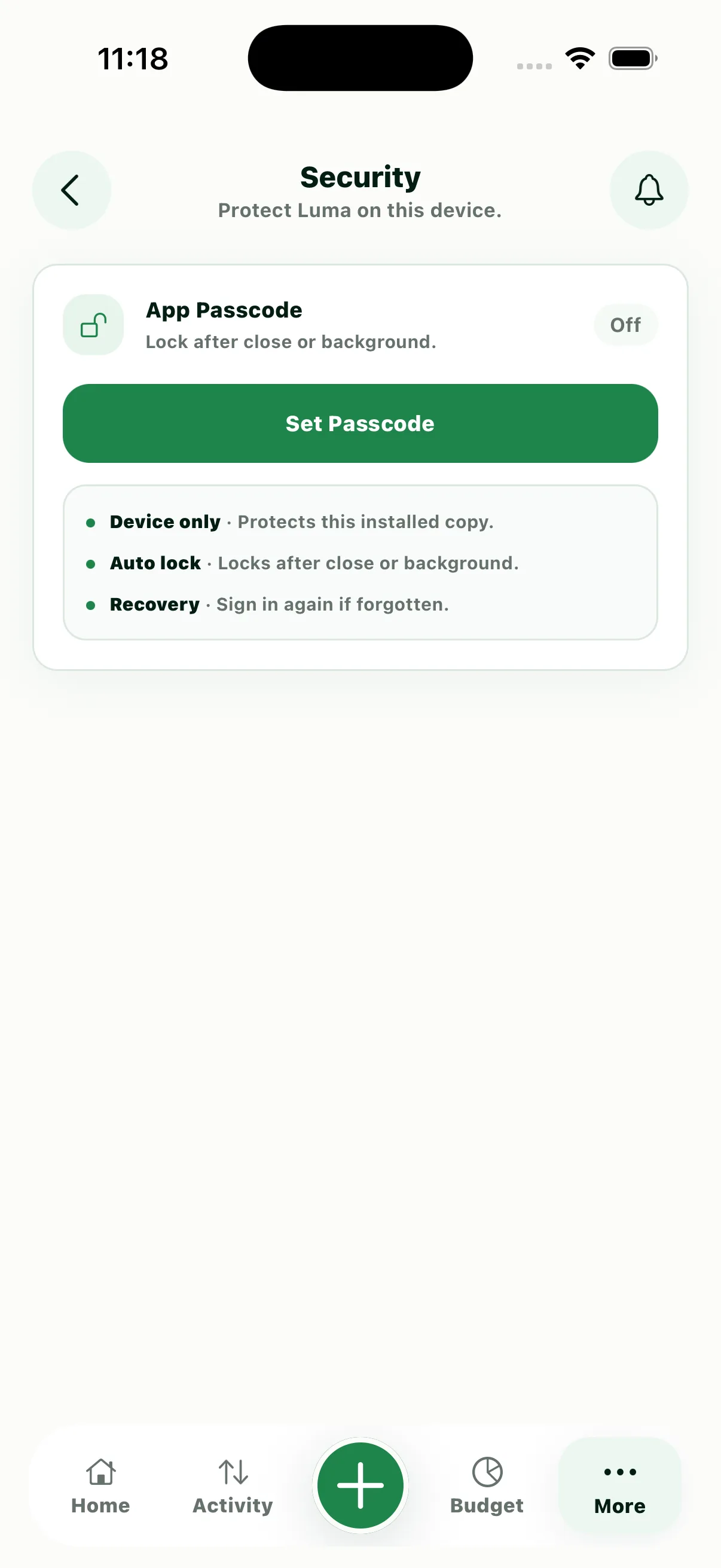 Luma Security screen