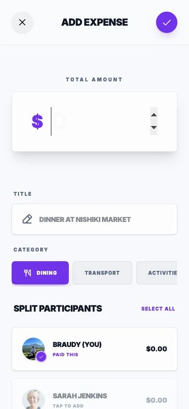 Saan Add Expense screen