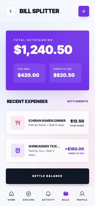 Saan Bill Splitting screen