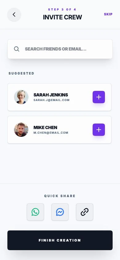 Saan Invite Travelers screen