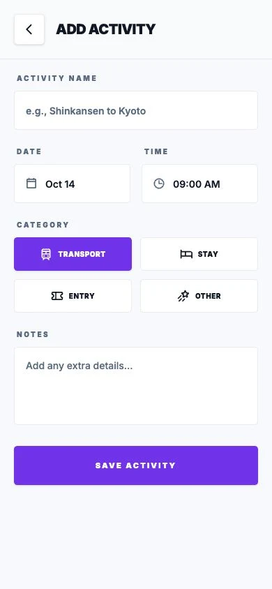 Saan Edit Activity screen