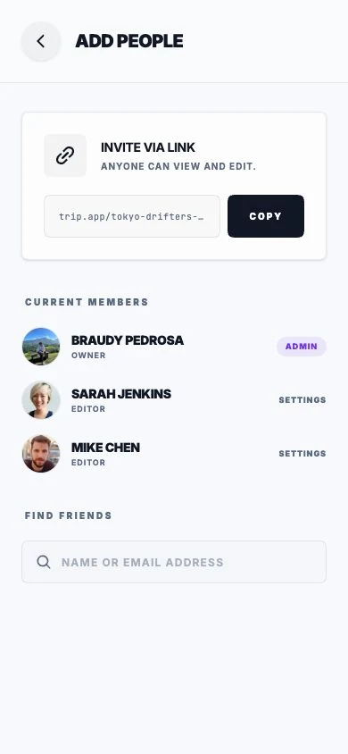 Saan Invite Collaborators screen
