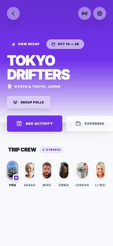 Saan Trip Details screen