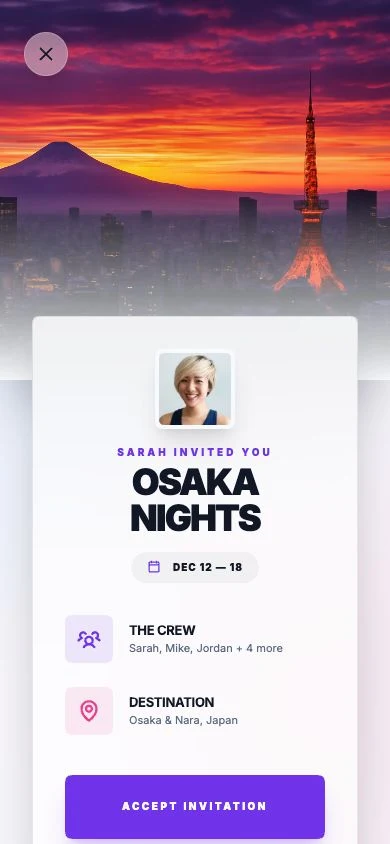 Saan Invitation Preview screen