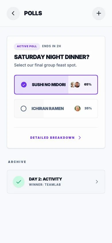 Saan Trip Polls screen