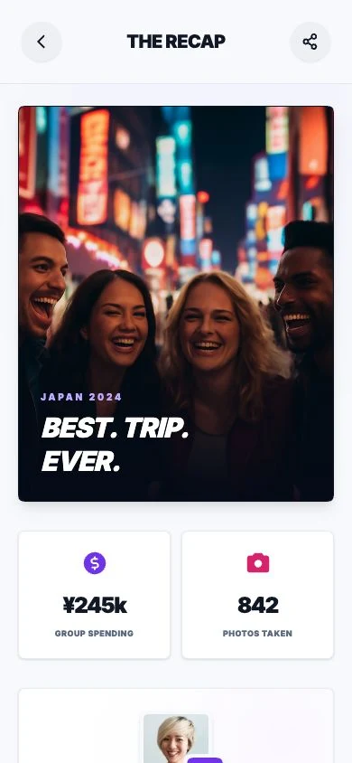 Saan Trip Recap screen