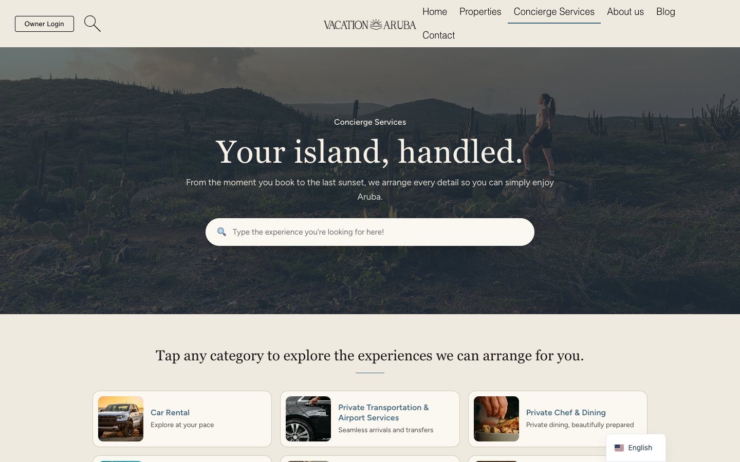 Vacation Aruba website project